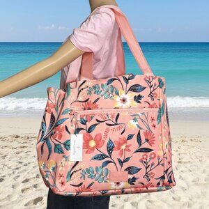 Vera Bradley Drawstring Family Tote in Paradise Bright Coral NWT
